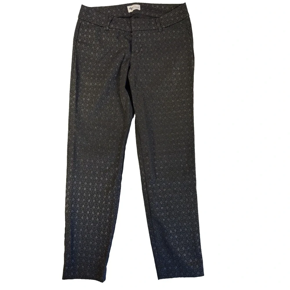 Old Navy Pixie Women's 2 Black Ankle Pants Textured Geometric Dot Workwear Chic